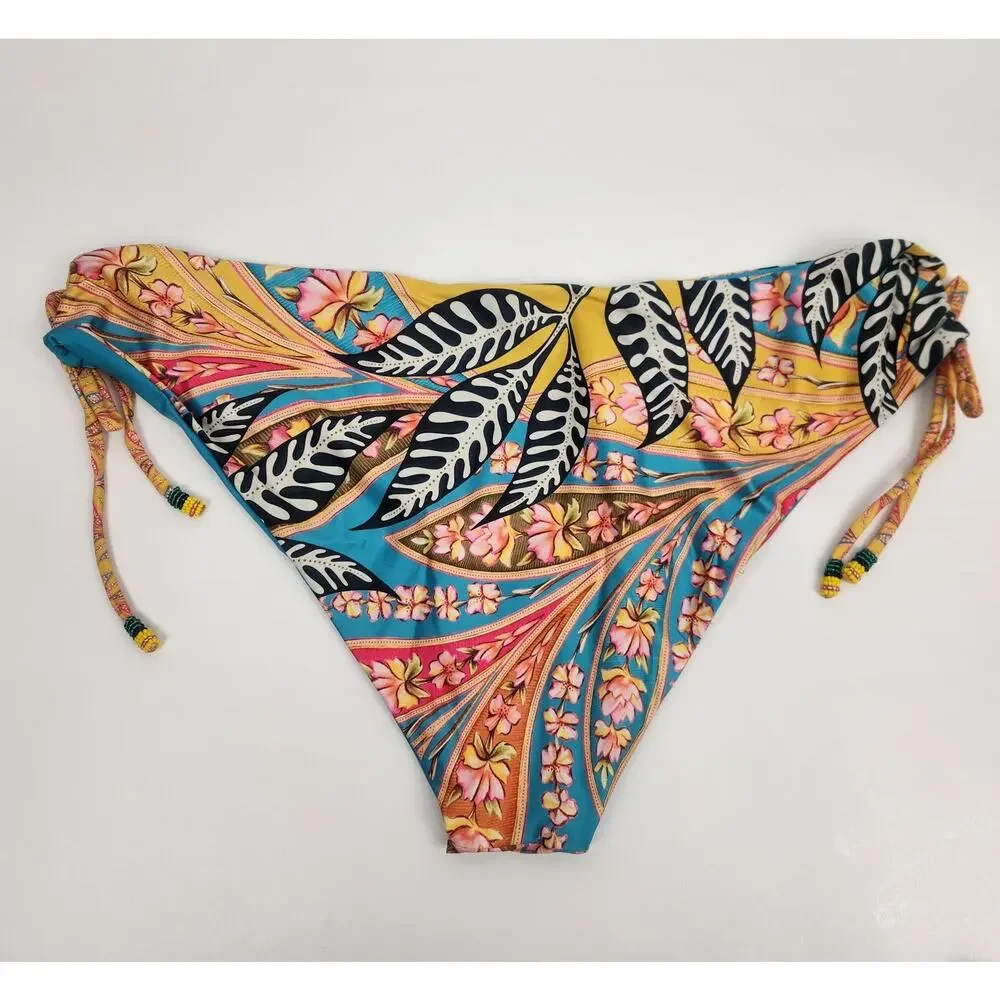Agua Bendita Eda Bikini Bottom in Lula Print Yellow Size 3XL NWT